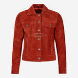 NOELLE Suede Denim Trucker Jacket