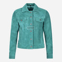 NOELLE Suede Denim Trucker Jacket