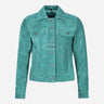 NOELLE Suede Denim Trucker Jacket
