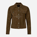NOELLE Suede Denim Trucker Jacket