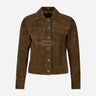 NOELLE Suede Denim Trucker Jacket