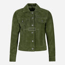 NOELLE Suede Denim Trucker Jacket