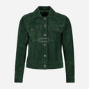 NOELLE Suede Denim Trucker Jacket