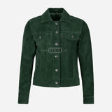NOELLE Suede Denim Trucker Jacket
