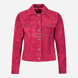 NOELLE Suede Denim Trucker Jacket