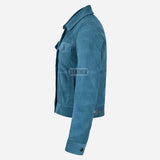 NOELLE Suede Denim Trucker Jacket