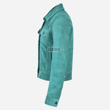NOELLE Suede Denim Trucker Jacket