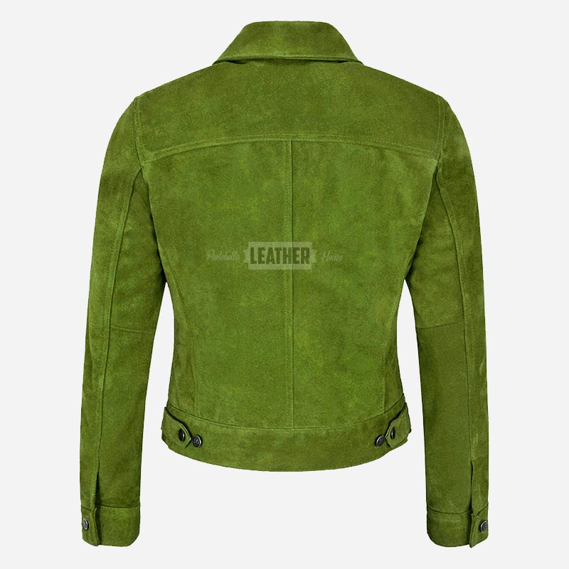 NOELLE Suede Denim Trucker Jacket