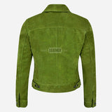 NOELLE Suede Denim Trucker Jacket