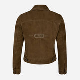 NOELLE Suede Denim Trucker Jacket