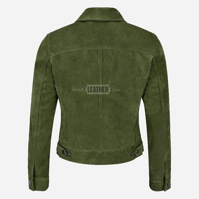 NOELLE Suede Denim Trucker Jacket
