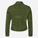 NOELLE Suede Denim Trucker Jacket