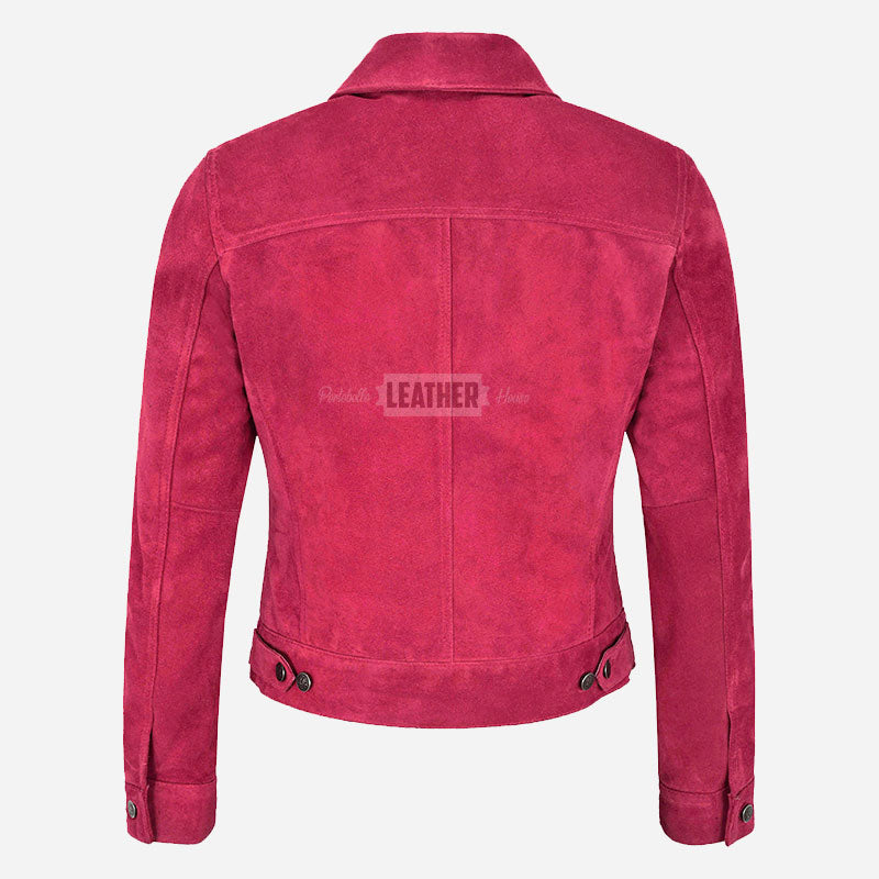NOELLE Suede Denim Trucker Jacket