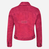 NOELLE Suede Denim Trucker Jacket