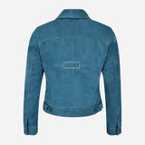 NOELLE Suede Denim Trucker Jacket