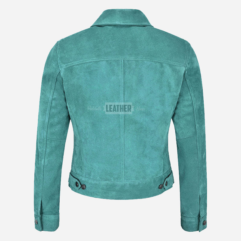 NOELLE Suede Denim Trucker Jacket
