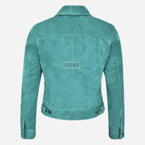 NOELLE Suede Denim Trucker Jacket