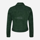 NOELLE Suede Denim Trucker Jacket