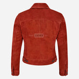 NOELLE Suede Denim Trucker Jacket