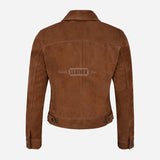 NOELLE Suede Denim Trucker Jacket