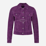 NOELLE Suede Denim Trucker Jacket
