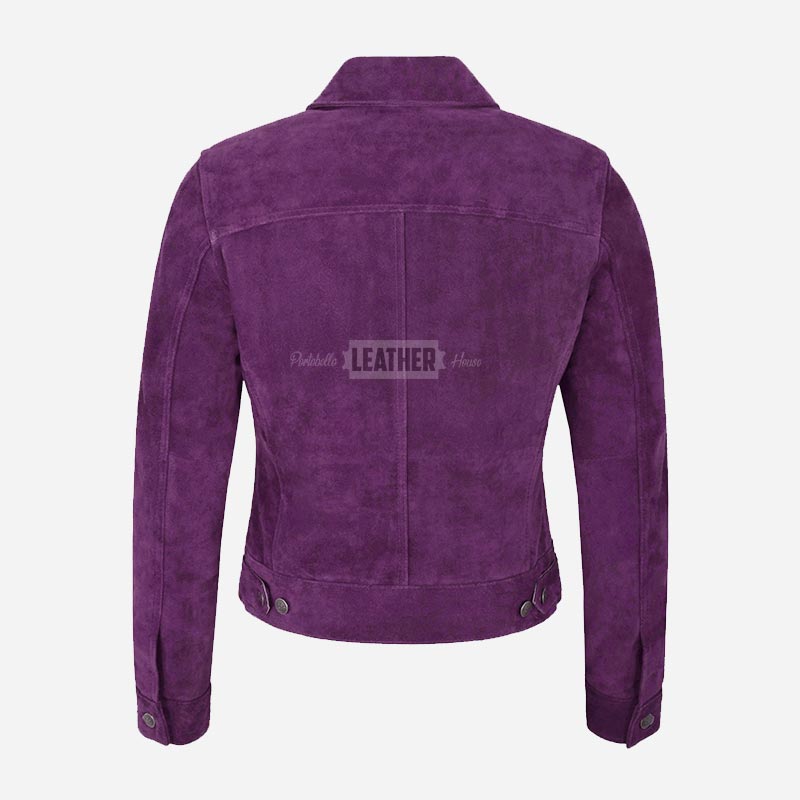 NOELLE Suede Denim Trucker Jacket