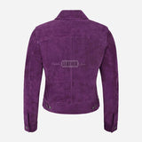 NOELLE Suede Denim Trucker Jacket
