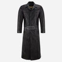 VURO Men's Black Long Leather Coat