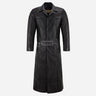 VURO Men's Black Long Leather Coat