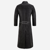 VURO Men's Black Long Leather Coat
