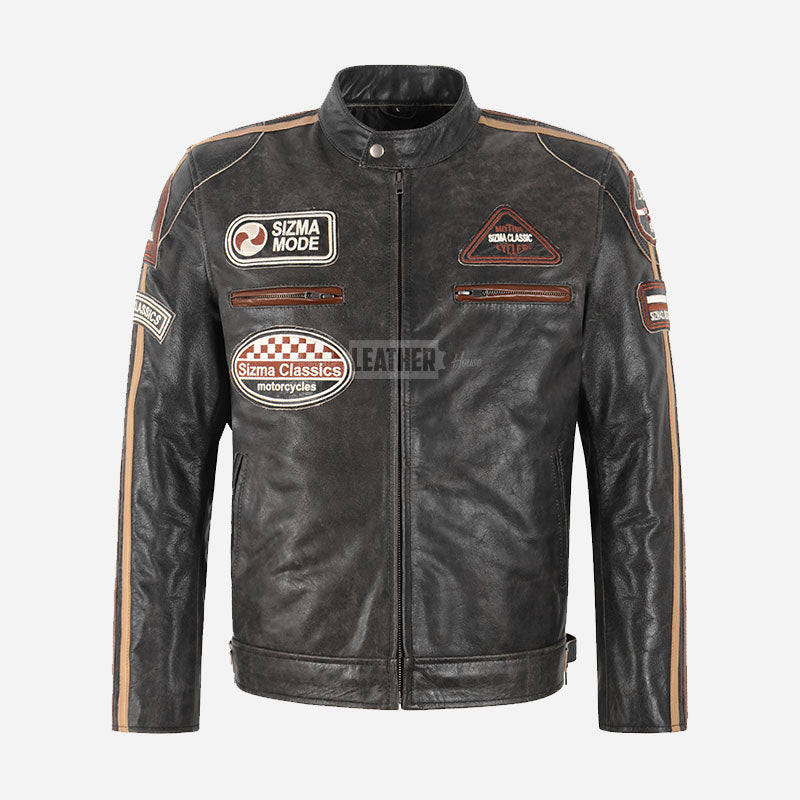ASTRYX SIZMA Vintage Leather Biker Jacket