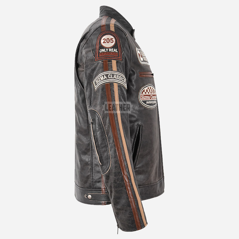 ASTRYX SIZMA Vintage Leather Biker Jacket