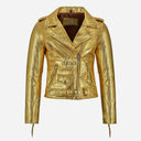 SYSSA Women’s Golden Leather Biker Jacket