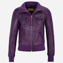 AIVIE Women's Leather Bomber Jacket