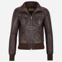 AIVIE Women's Leather Bomber Jacket