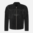 AXOR Men's Black Suede Fringe Jacket