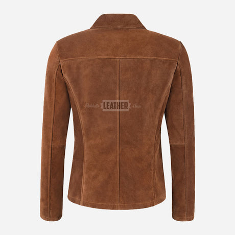 SELZA Women's Notch Collar Suede Jacket