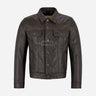 JAXELY Men's Trucker Leather Denim Jacket