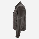 JAXELY Men's Trucker Leather Denim Jacket