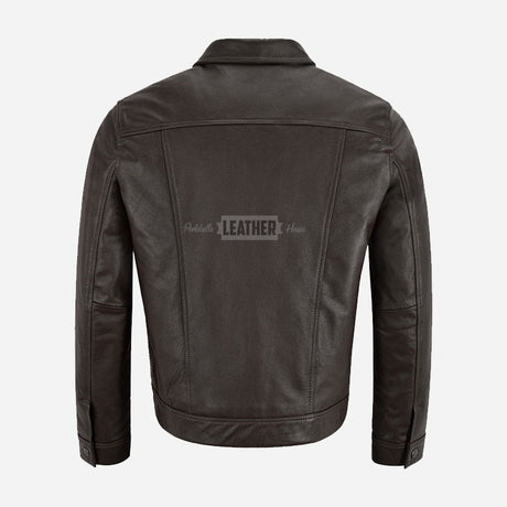 JAXELY Men's Trucker Leather Denim Jacket