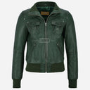 AIVIE Women's Leather Bomber Jacket