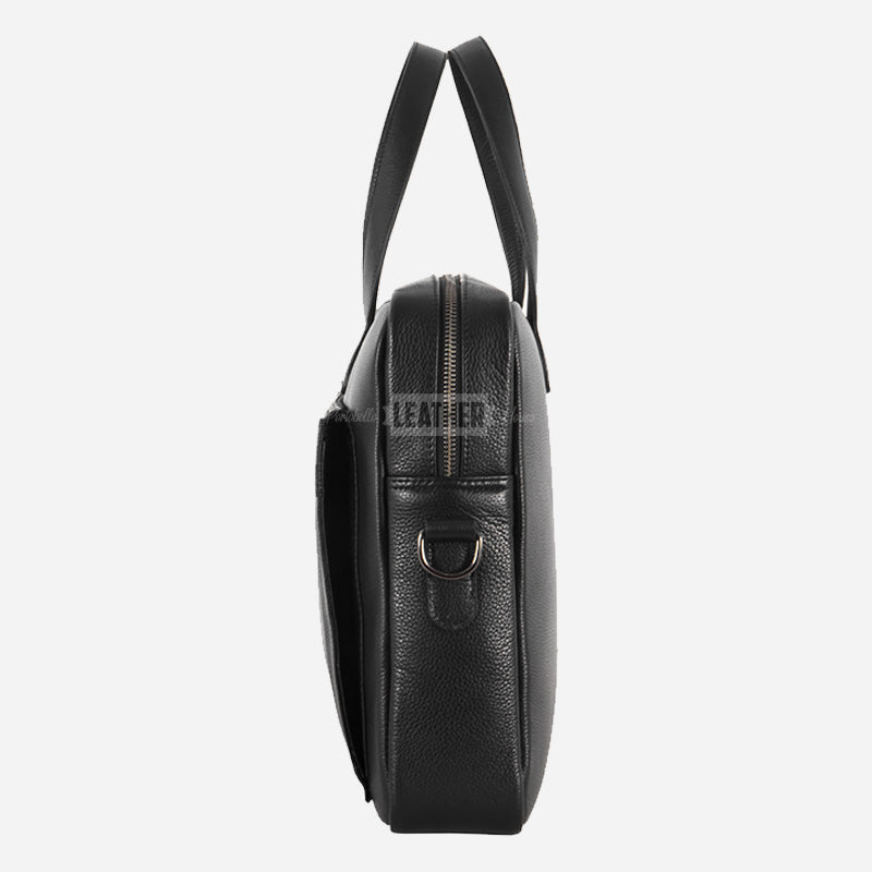 Leather Briefcase Laptop Bag Black