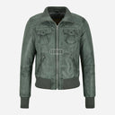 AIVIE Women's Leather Bomber Jacket