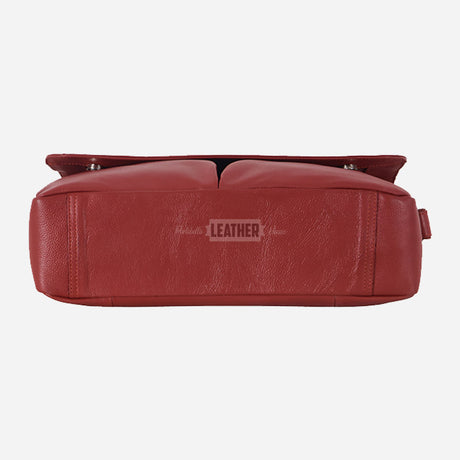 Red Leather Laptop Messenger Bag