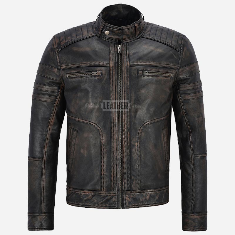 ONYXRIDE Men's Black Leather Racer Jacket