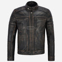 ONYXRIDE Men's Black Leather Racer Jacket
