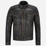 ONYXRIDE Men's Black Leather Racer Jacket