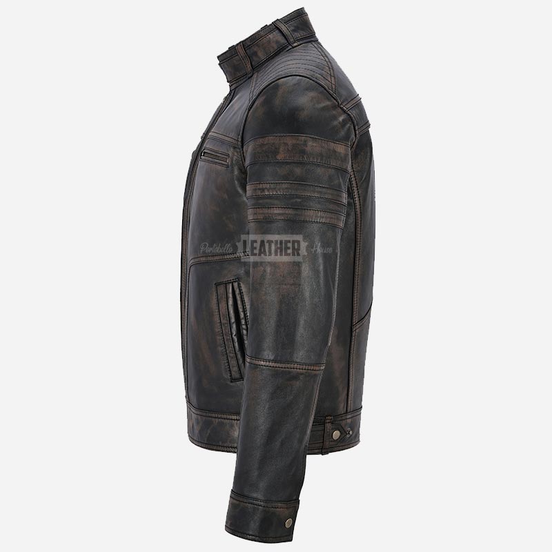 ONYXRIDE Men's Black Leather Racer Jacket