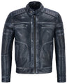 ONYXRIDE Men's Navy Leather Racer Jacket