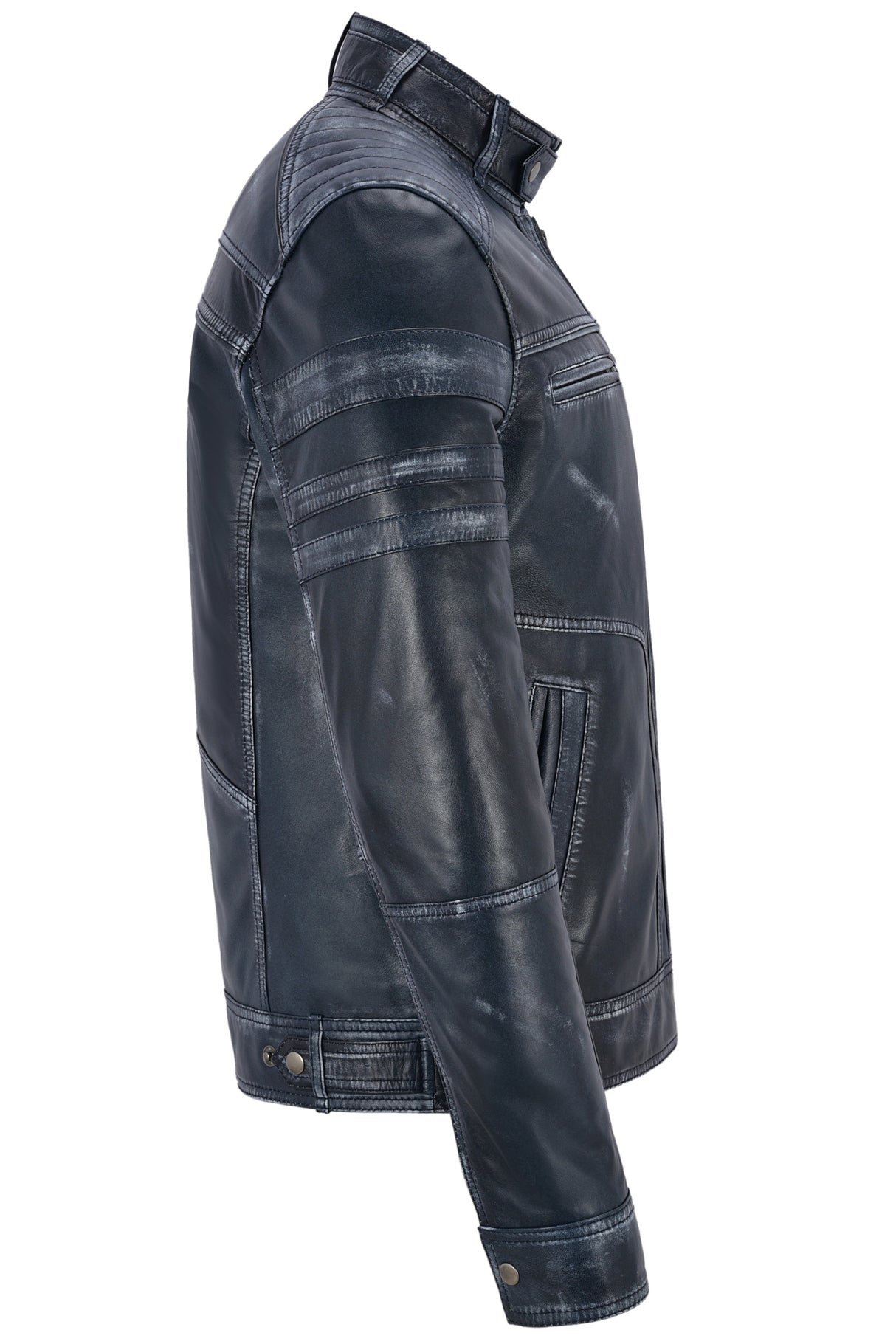 ONYXRIDE Men's Navy Leather Racer Jacket